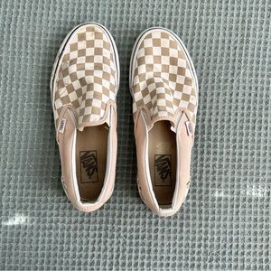 Tan checkered vans size 8.5W/7 M